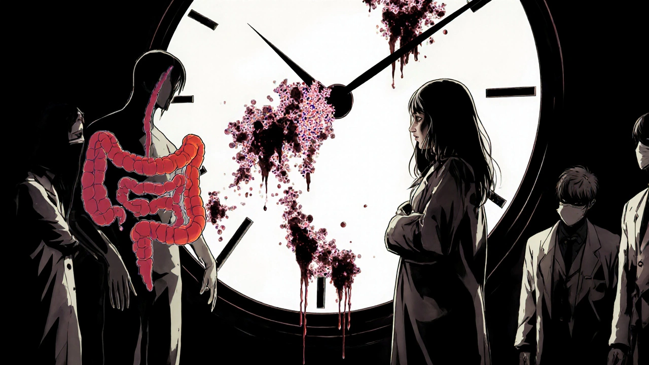 Deux entités spectrales face à un endoscope flottant, symbole du diagnostic incertain entre les deux maladies.