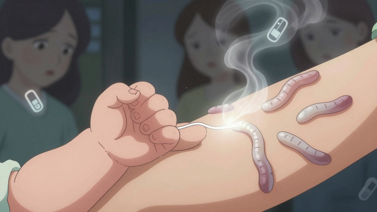 La main d&#039;un bébé serre celle de sa mère, des formes toxiques s&#039;écoulent mais sont dissoutes par un fil de lait maternel lumineux.