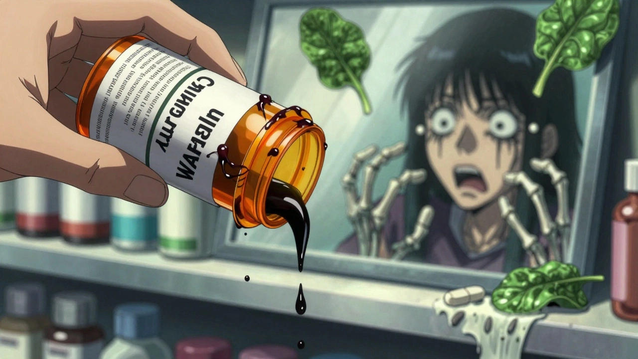 Un complément de curcuma libère un liquide noir qui détruit un anticoagulant, dans un style d&#039;horreur japonaise.