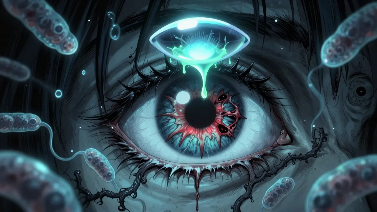 Ulcères cornéens : risques des lentilles de contact et soins urgents