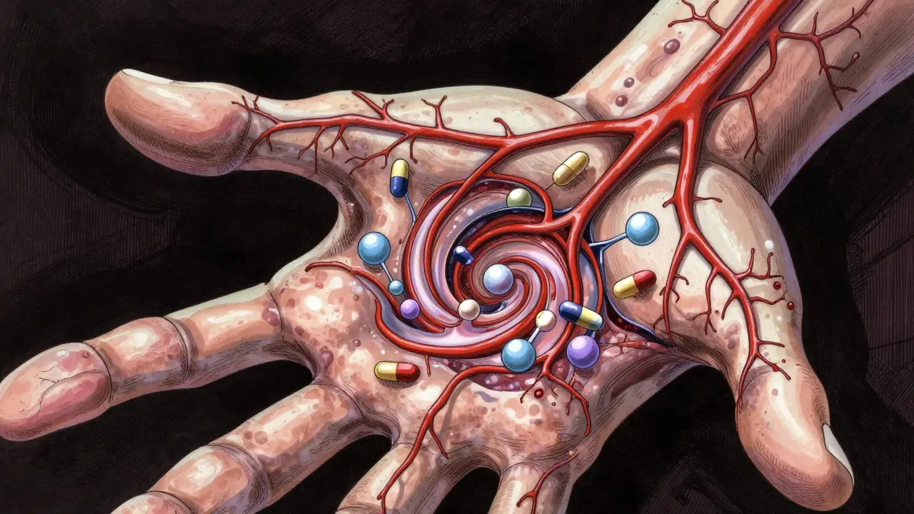 Représentation grotesque de la bioéquivalence dans les veines style Junji Ito.