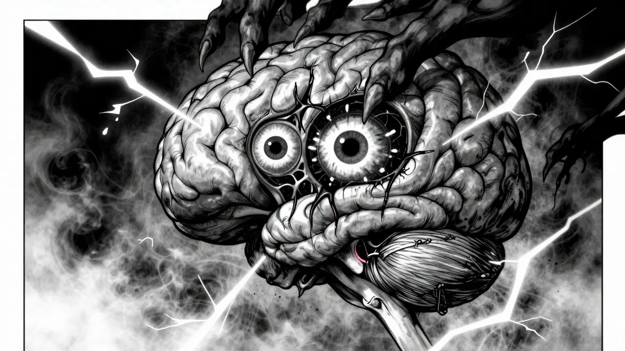 Représentation artistique du cerveau sous stress avec l'amygdale dominante et le cortex oppressé