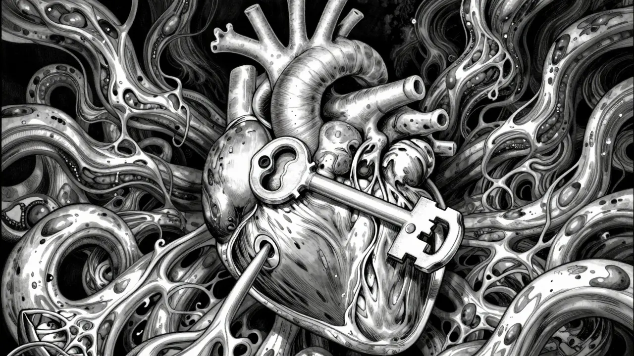 Molécule bloquant accidentellement un récepteur cardiaque, provoquant une distorsion monstrueuse
