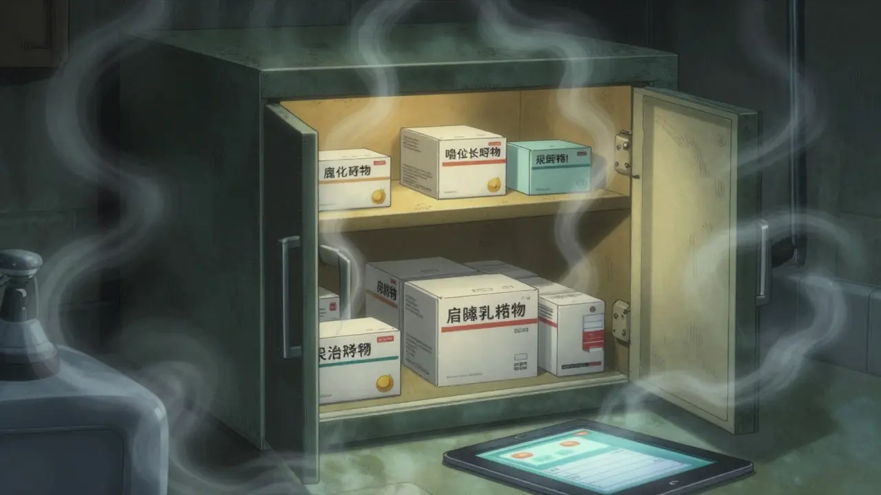 Armoire à médicaments sécurisée protégée de l'humidité en style Junji Ito