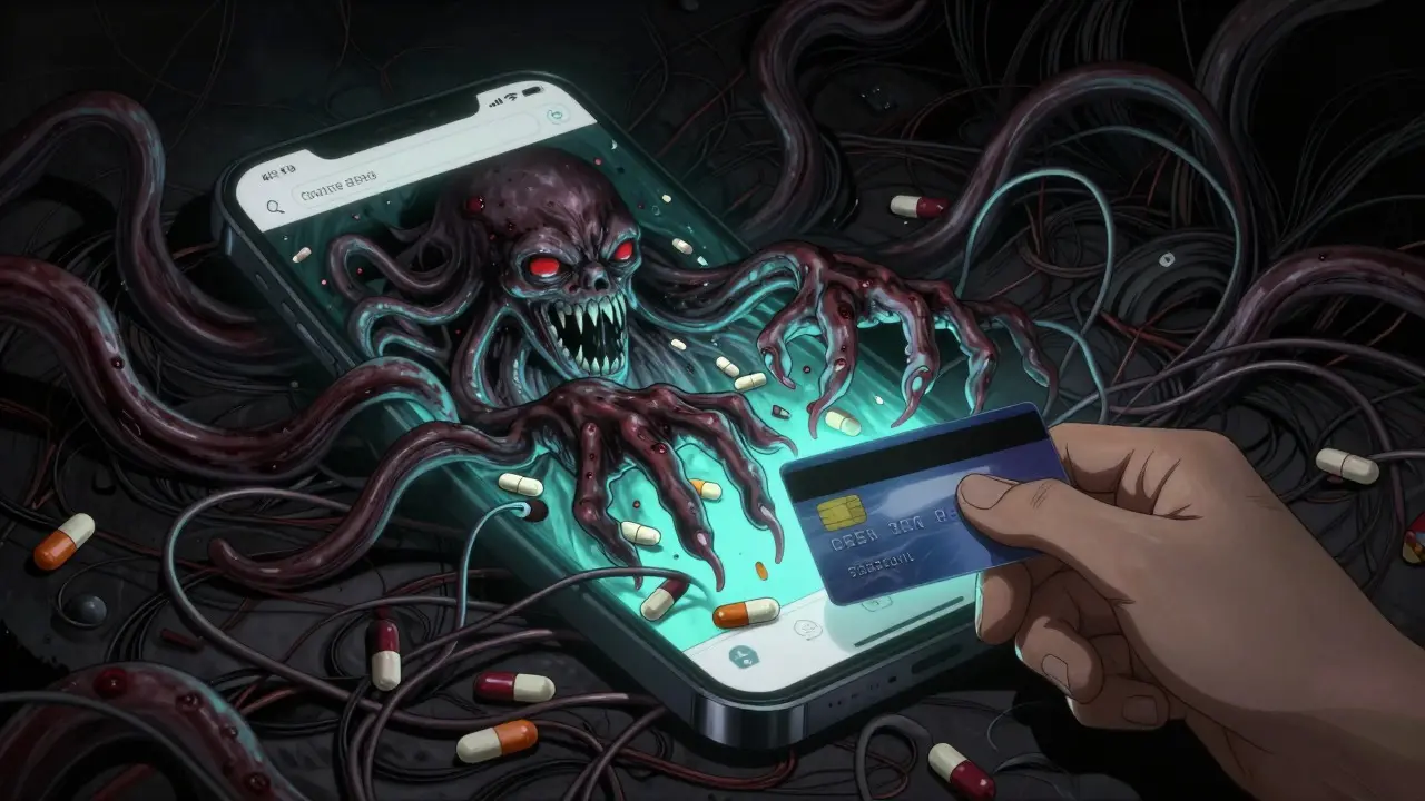 Tentacules monstrueux sortant d'un smartphone trompeur